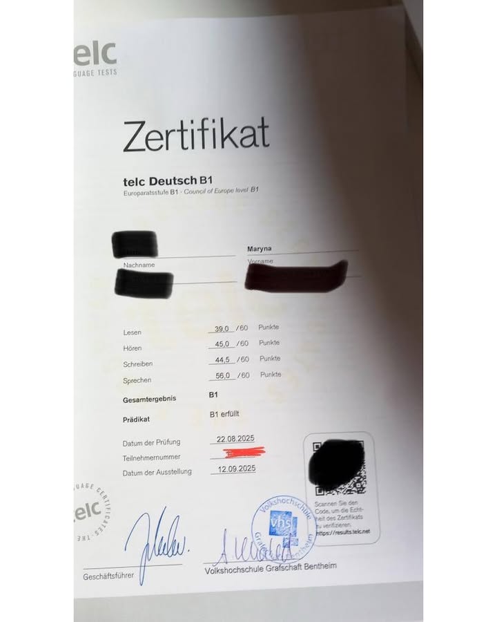 TELC B1-Zertifikat online kaufen Philippinen