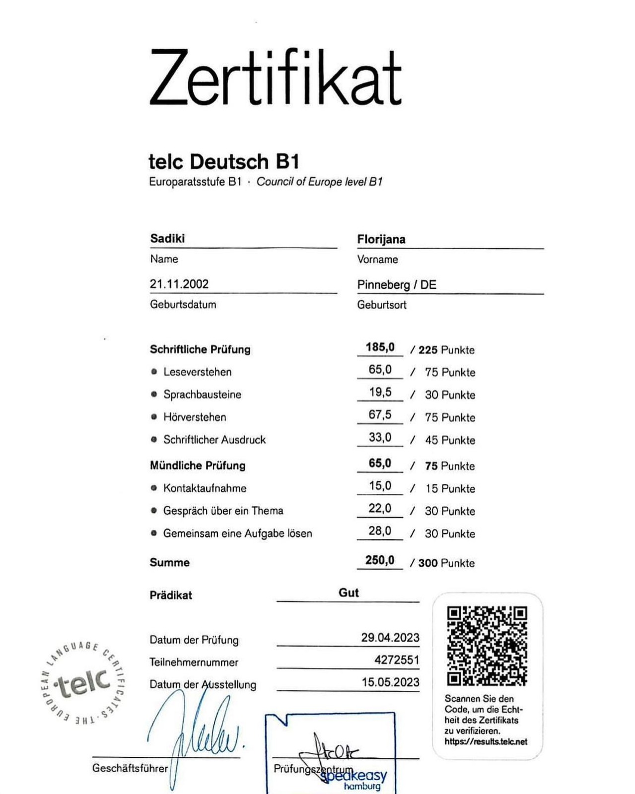 Erwerben Sie das TELC B1-Zertifikat online ohne Prüfung in Mexiko