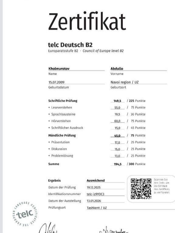 TELC B2-Zertifikat online ohne Prüfung in der Schweiz erwerben