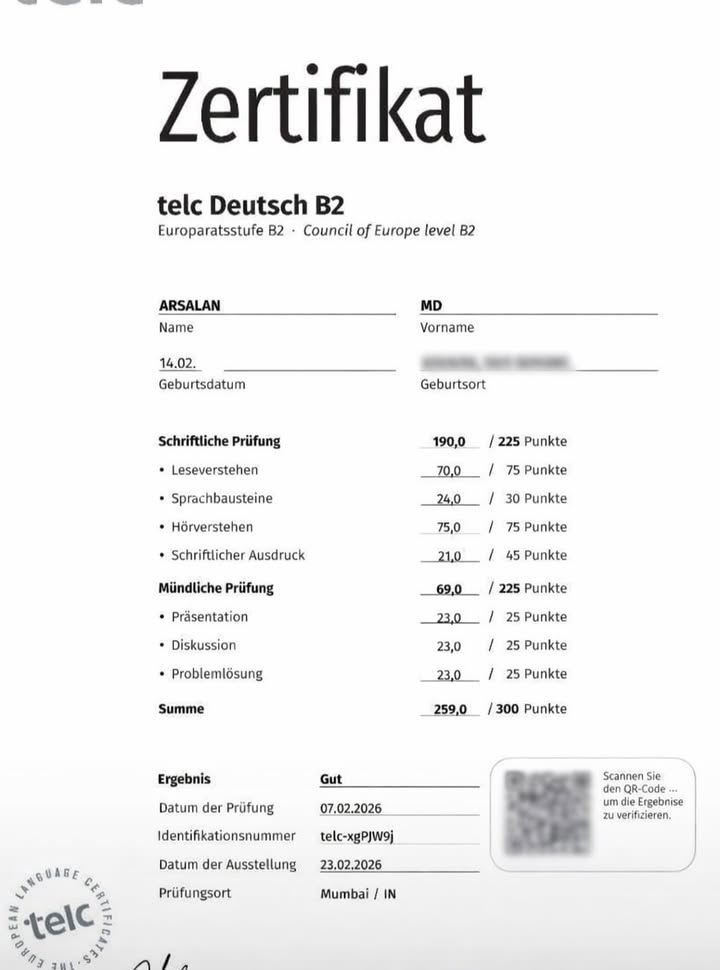 TELC B2-Zertifikat online erwerben