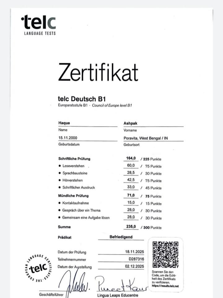 Verbessern Sie Ihre TELC B2-Bandnote online in Jordanien